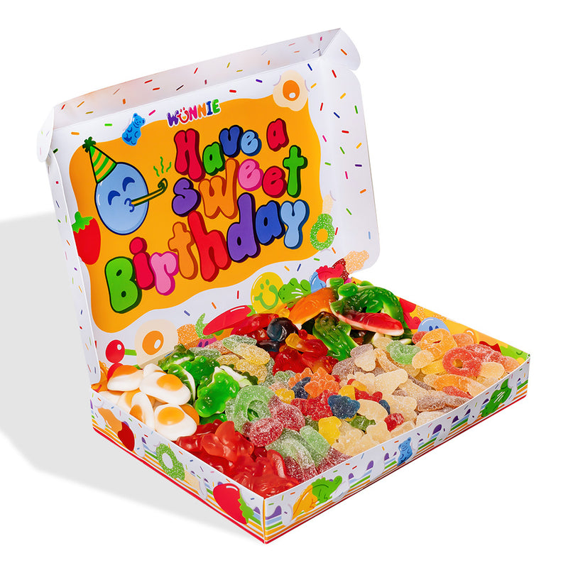 Wunnie box “Happy Birthday”, la Candy box da comporre con le caramelle gommose preferite del festeggiato - 1 kg