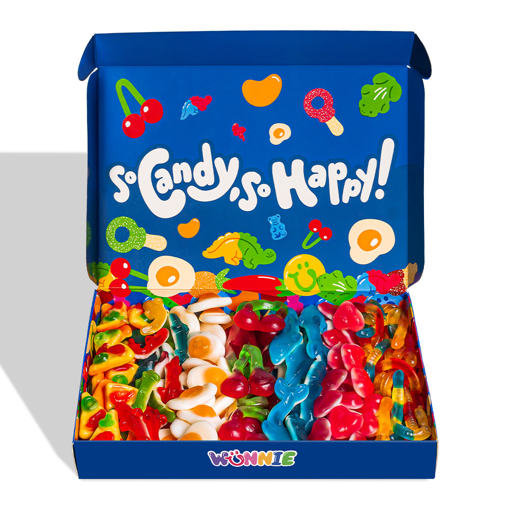 Wunnie box jelly mix, scatola di caramelle gommose lisce 