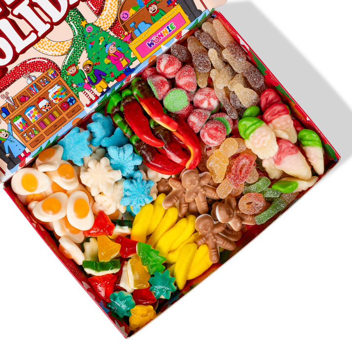 Scatola di caramelle gommose Wunnie Box Happy Holiday 1kg focus su caramelle