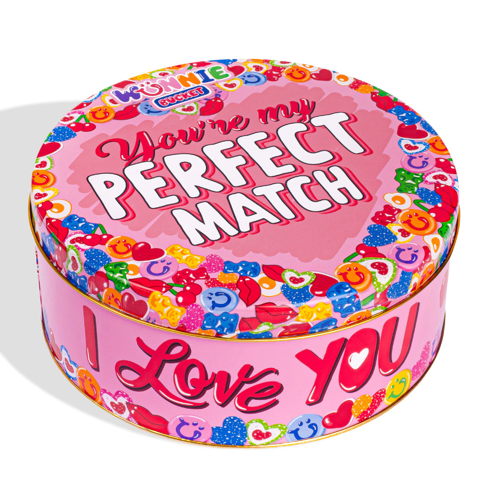Confezione da 3kg di latta di caramelle chiusa you're my perfect match