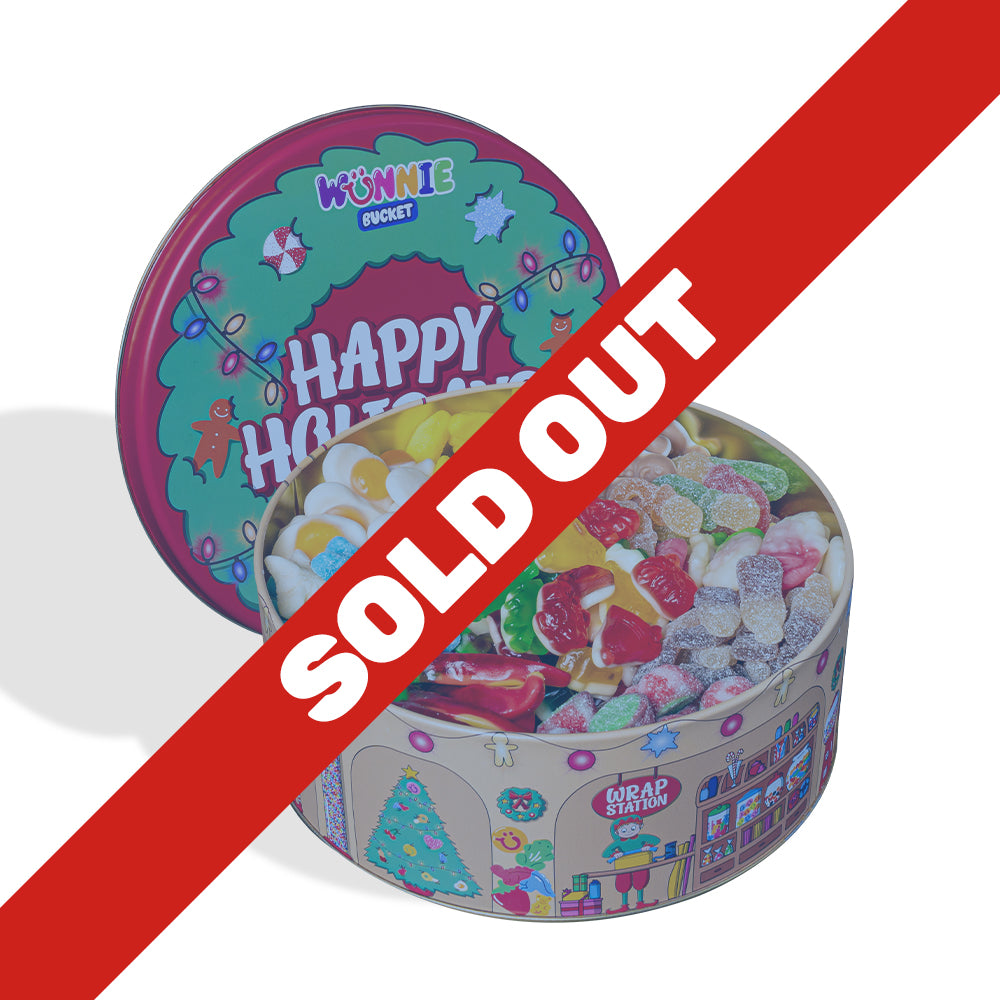 Wunnie Bucket “Happy Holidays”, latta da comporre con le tue caramelle gommose preferite - 2 kg