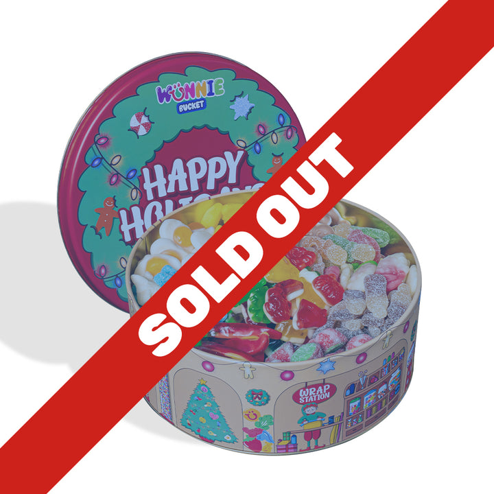 Wunnie Bucket “Happy Holidays”, latta da comporre con le tue caramelle gommose preferite - 2 kg