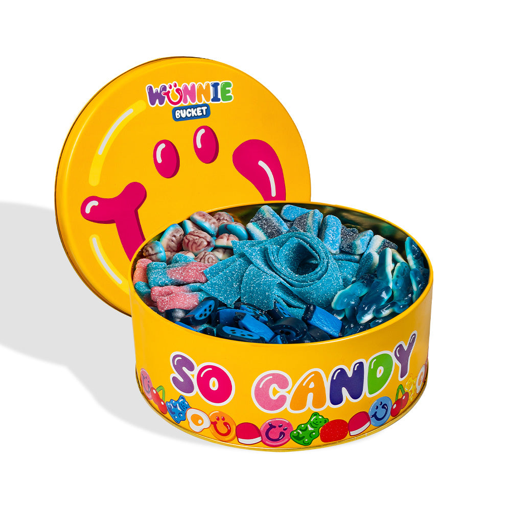 Wunnie bucket blue mix: latta piena di caramelle gommose blue