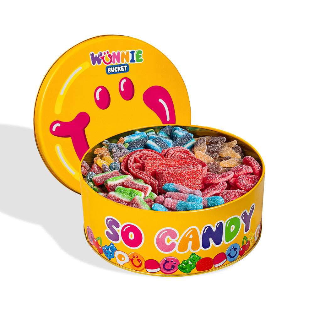 Wunnie Bucket fizzy mix: latta di caramelle gommose frizzanti