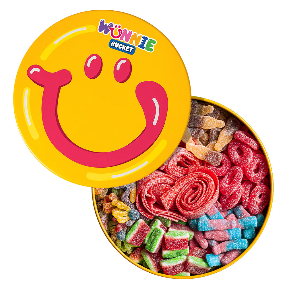 Wunnie Bucket fizzy mix con focus su caramelle gommose zuccherate