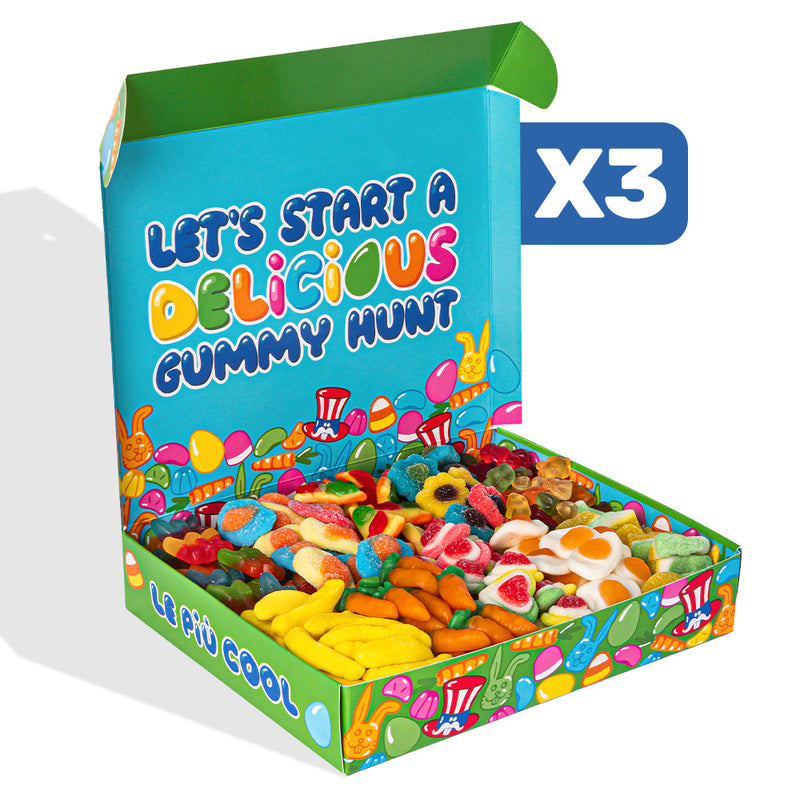 3 Wunnie box “Happy Easter”, 3 Candy box da comporre con le tue caramelle gommose preferite