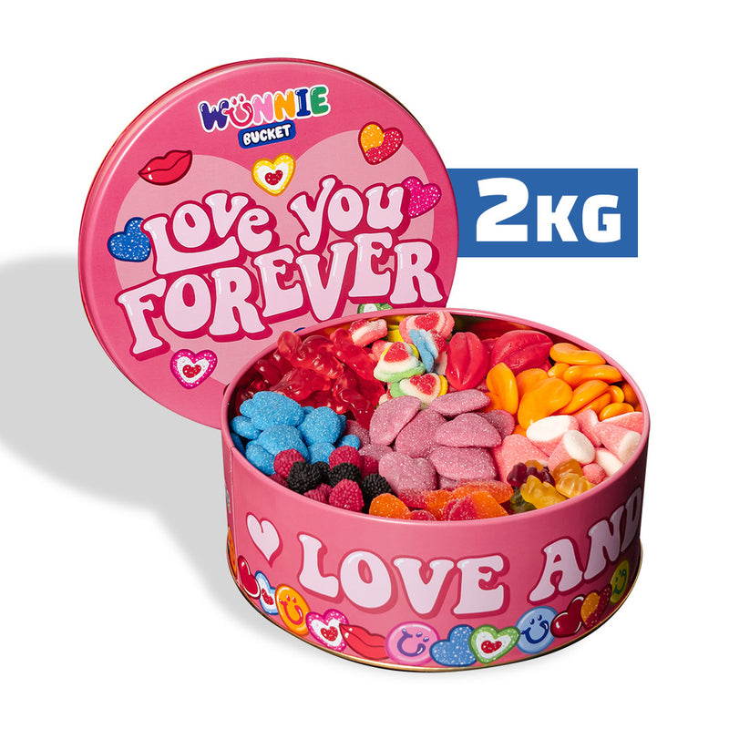 Wunnie Bucket “Love You Forever”, latta di caramelle gommose da 2kg da comporre con i gusti preferiti della tua metà