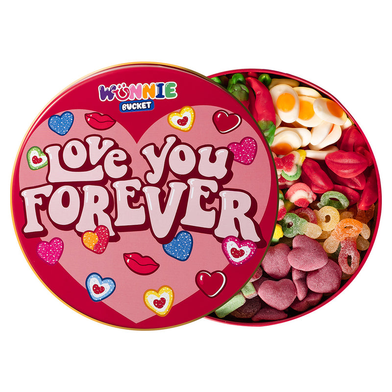 Wunnie Bucket “Love You Forever”, latta di caramelle gommose da 3kg da comporre con i gusti preferiti della tua metà