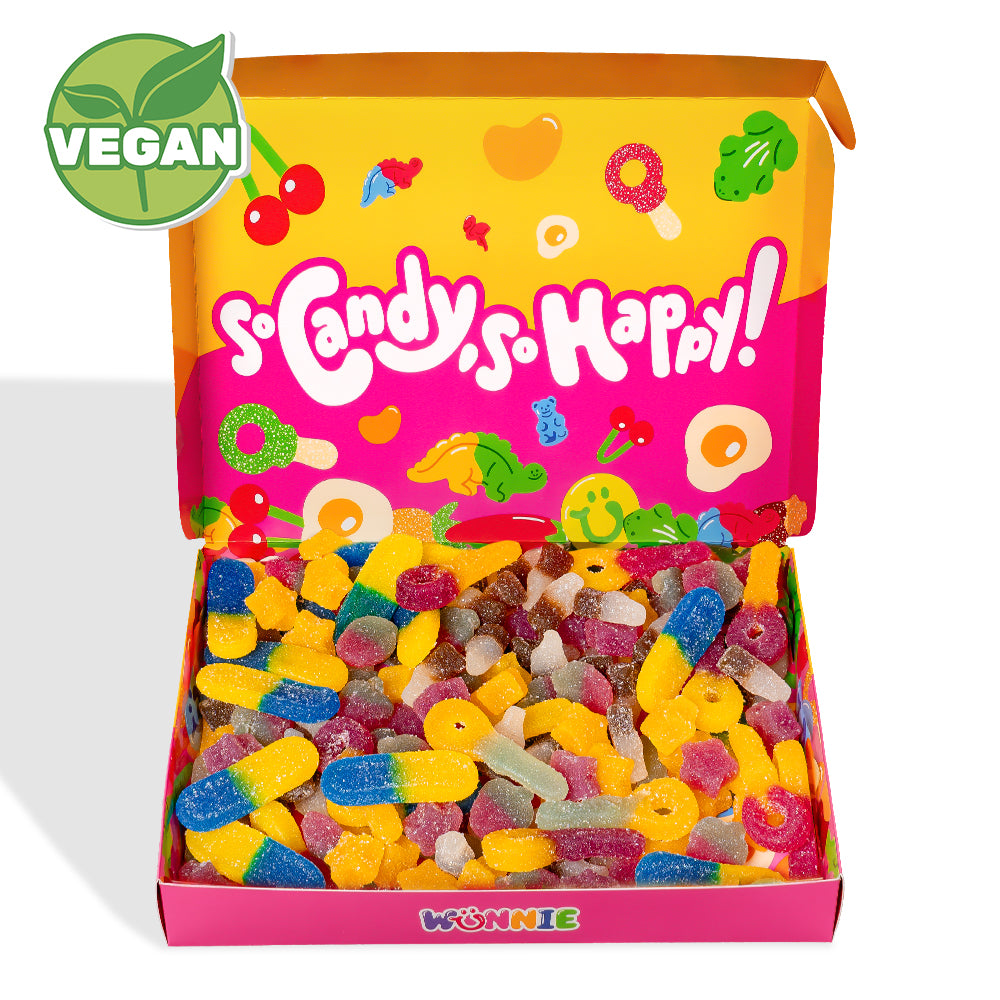 Wunnie box Vegan, la Candy box originale con caramelle gommose vegane - 1 kg