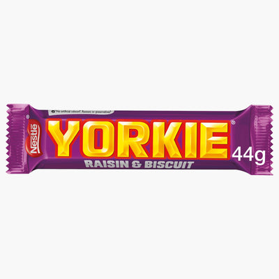 Confezione da 44g di barretta al cioccolato con una passa e biscotti Nestlè Yorkie Raisin & Biscuit