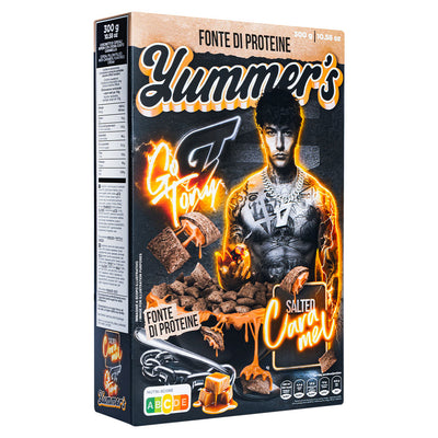 Yummer's Go Tony Salted Caramel by Tony Effe, cereali proteici ripieni di crema gusto caramello salato da 300 g | EDIZIONE LIMITATA