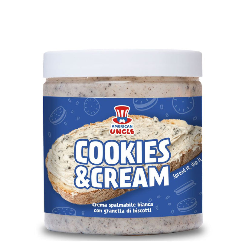 Confezione da 220g di crema al cioccolato bianco con pezzetti di biscotto American Uncle Cookies n CreamAmerican Uncle