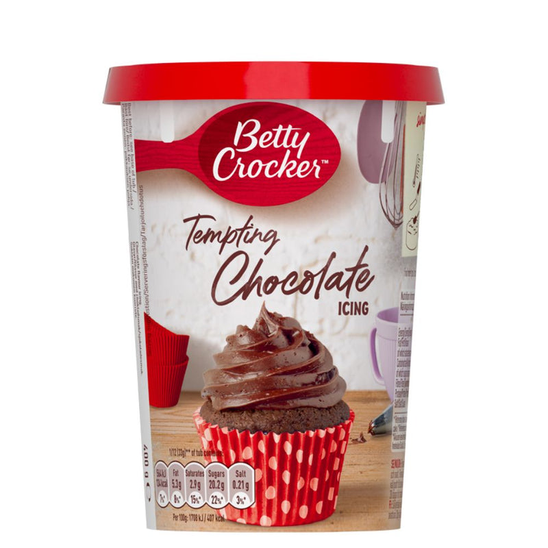 Confezione da 400g di frosting al cioccolato Betty Crocker Tempting Chocolate 