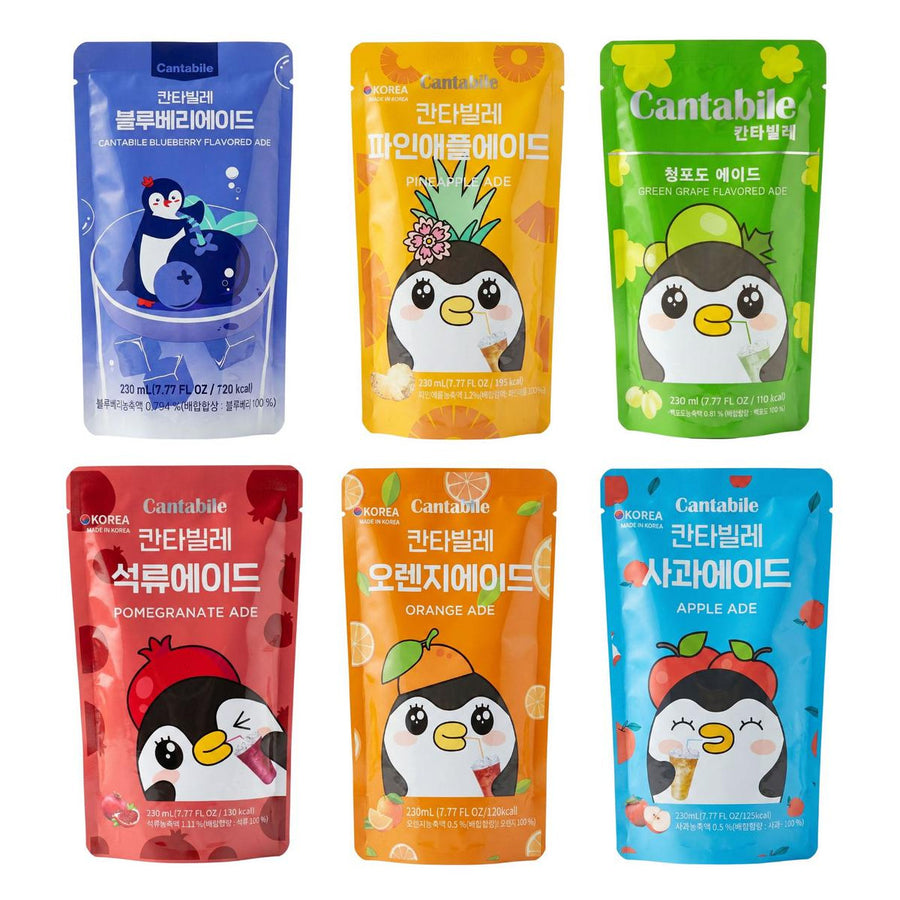 Cantabile Kit, 6 bevande al gusto mirtillo, ananas, uva verde, melograno, arancia e mela