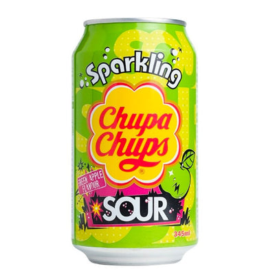 Confezione da 345ml di bevanda aspra alla mela verde Chupa Chups Sparkling Green Apple Sour