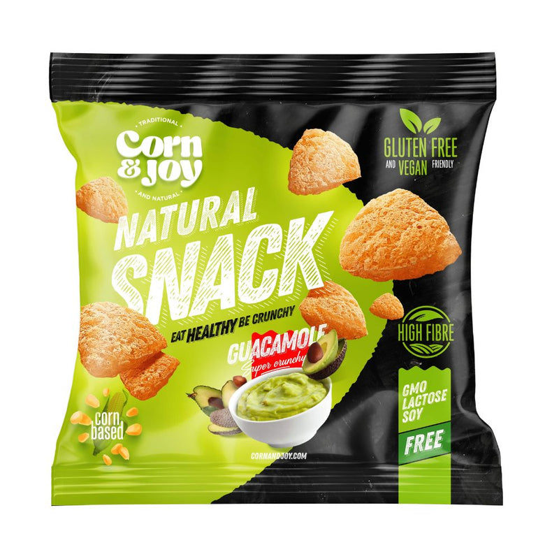 Confezione da 40g di snack si mais al sapore di guacamole Corn Corn&Joy Snack Guacamole