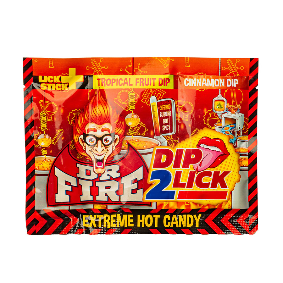 Confezione da 18g di lecca lecca con polverina piccante Dr Fire Dip 2 Lick