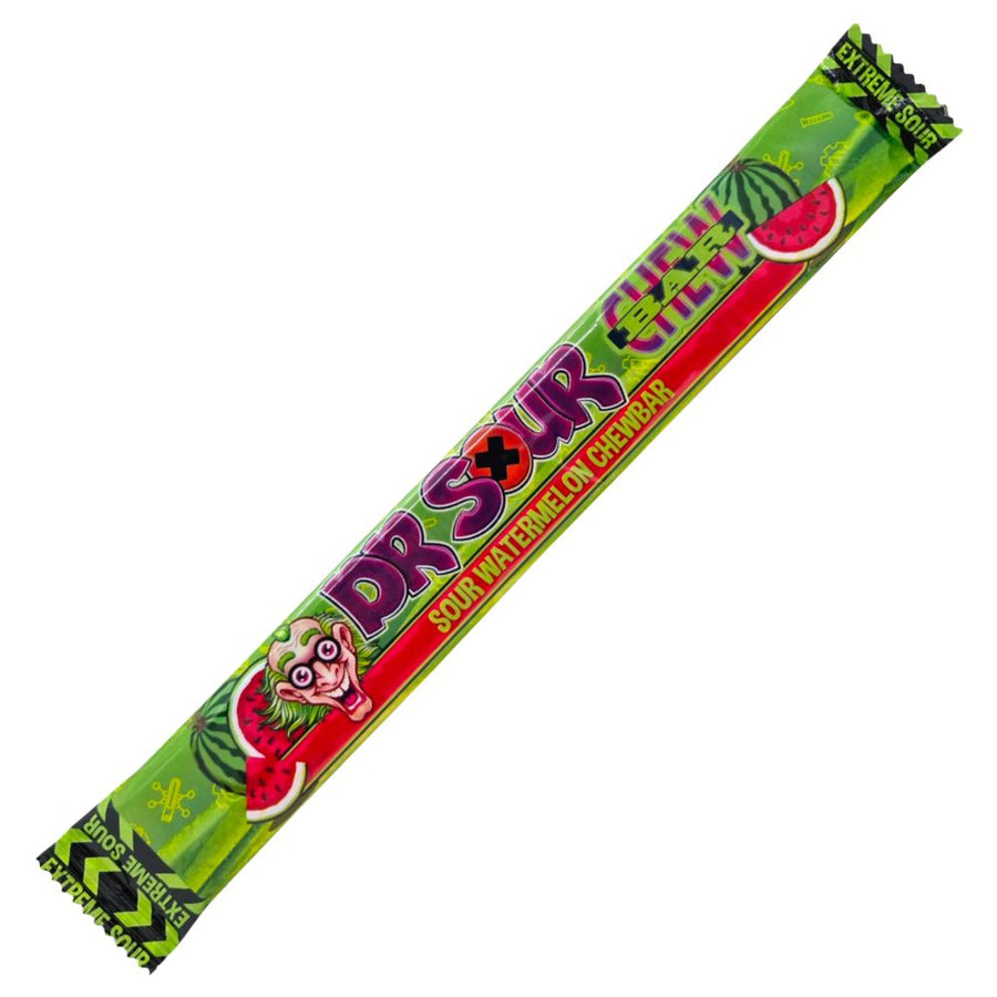 Confezione da 50g di caramella aspra all'anguria Dr Sour Watermelon Chew Bar