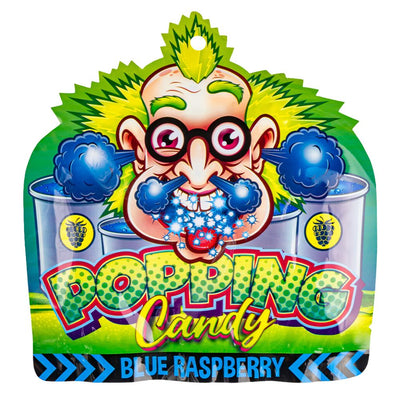 Confezione da 15g di caramelle scoppiettanti aspre al gusto di lampone blu Dr. Sour Popping Candy Blue Raspberry