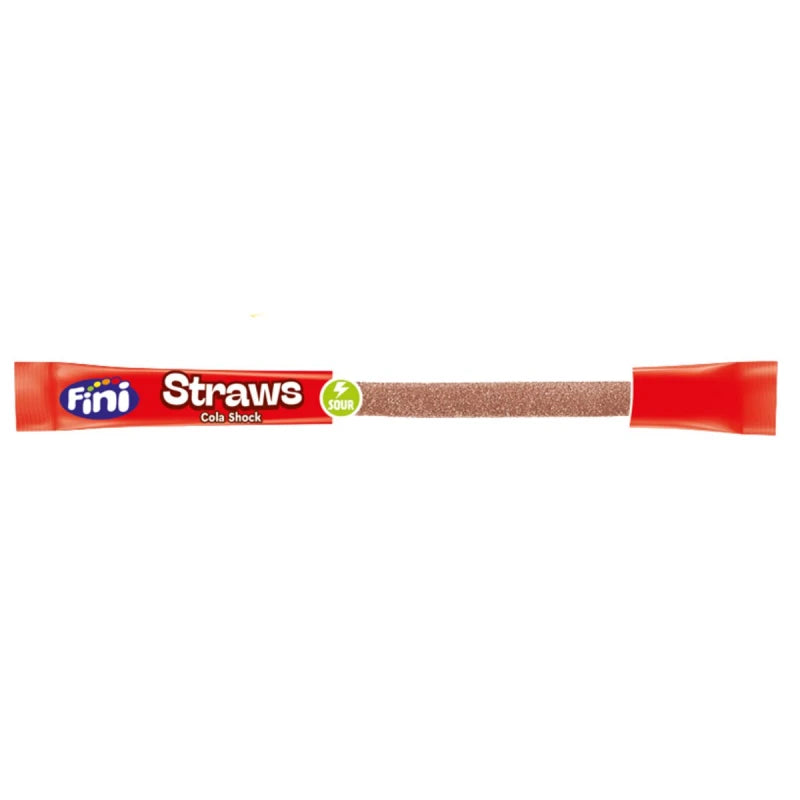 Fini Straws Sour Cola, caramella a forma di cannuccia al gusto di cola frizzante da 25g