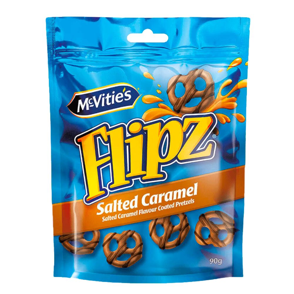 Mcvitie's Flipz Salted Caramel, pretzel ricoperti di cioccolato al caramello salato da 90g
