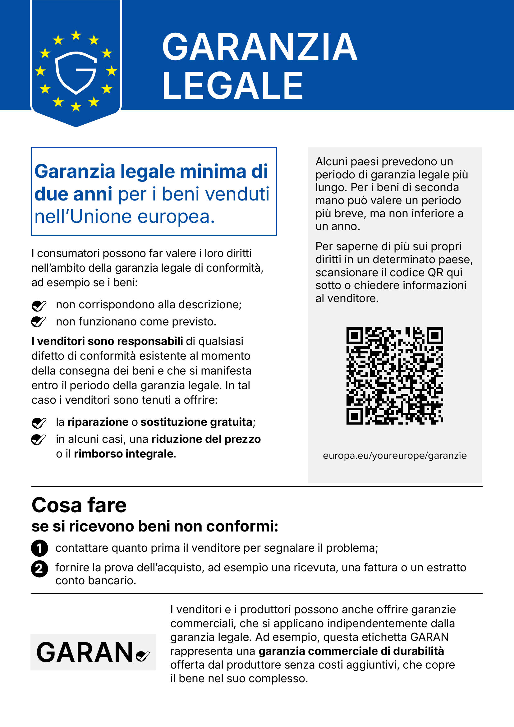 Legal guarantee notice (IT)