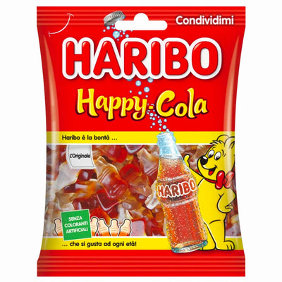 Confezione da 100g di caramelle alla coca cola Haribo happy cola