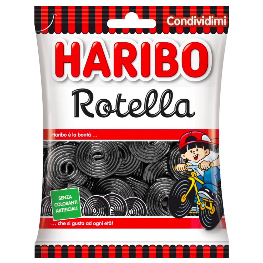 Rotella Haribo Rotella - caramelle gommose alla liquirizia da 100g – American Uncle