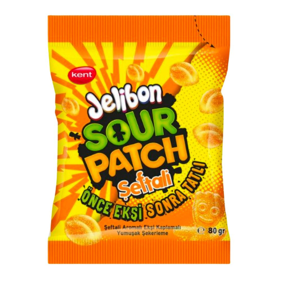 Jelibon Sour Patch Seftali, caramelle gommose al gusto di pesca da 80g.