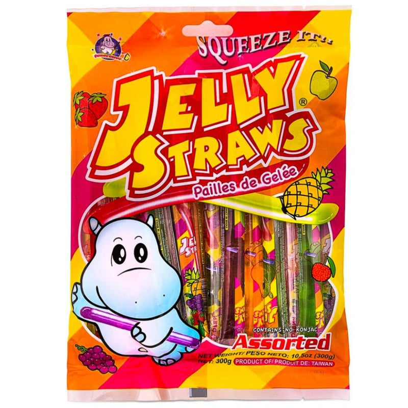 Jelly Straws Hippo Assorted Squeeze, gelatine alla frutta da 300g