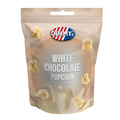 Confezione da 120g di popcorn al cioccolato bianco Jimmy's White Chocolate Popcorn