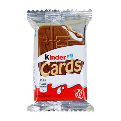 Confezione da 25g di cialde ripiene di cioccolato Kinder Cards