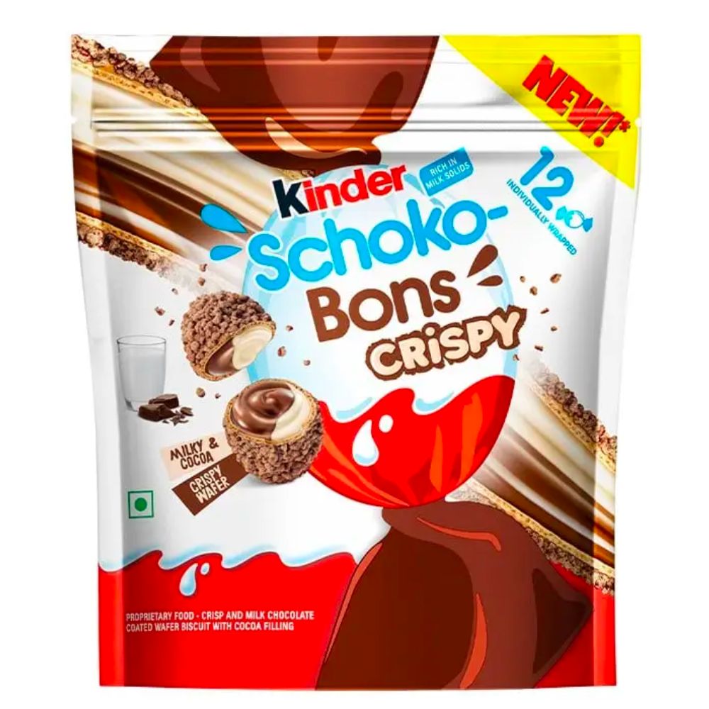 Kinder Schoko Bons Crispy, ovetti di wafer ripieni di crema al latte e cioccolato da 67g