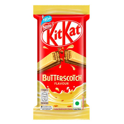 Confezione da 27g di wafer ricoperto di cioccolato butterschotch Kit Kat Butterscotch Flavour, wafer ricoperto di cioccolato al gusto Butterscotch da 28g