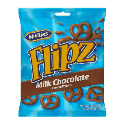 Confezione da 140g di pretzel al cioccolato al latte McVities Flipz Milk Chocolate