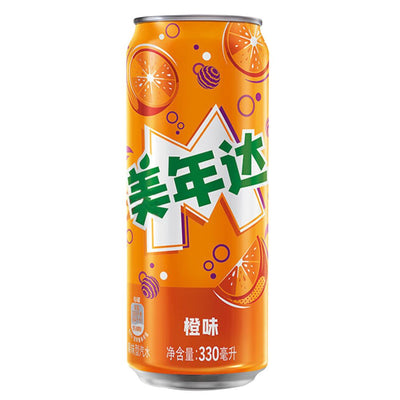 Confezione da 330ml di bevanda all'arancia Mirinda Parrot Orange