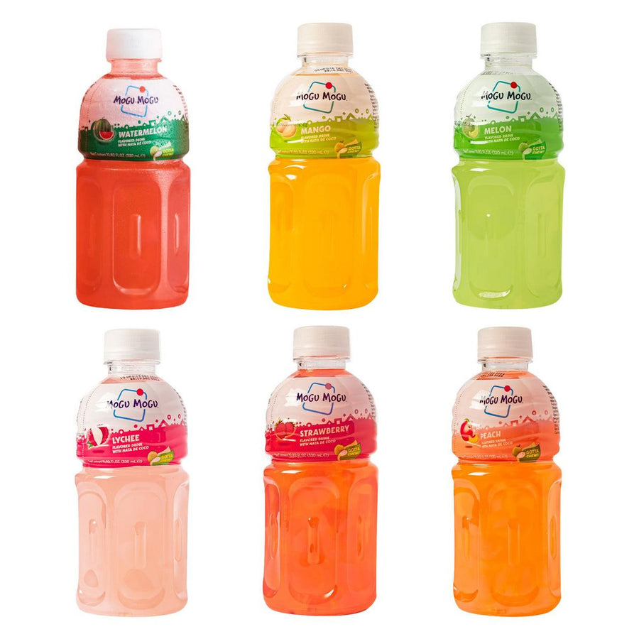 Mogu Mogu Kit, 6 bevande al gusto anguria, mango, melone, litchi, fragola e pesca