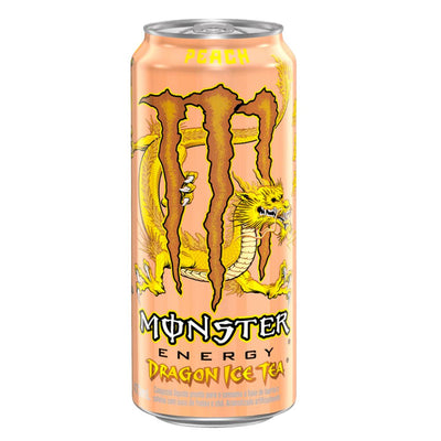 Confezione da 473ml di energy drink alla pesca Monster Dragon Ice Tea Peach