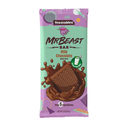 Confezione da 60g di barretta al cioccolato di Mr Beast Feastables Milk Chocolate