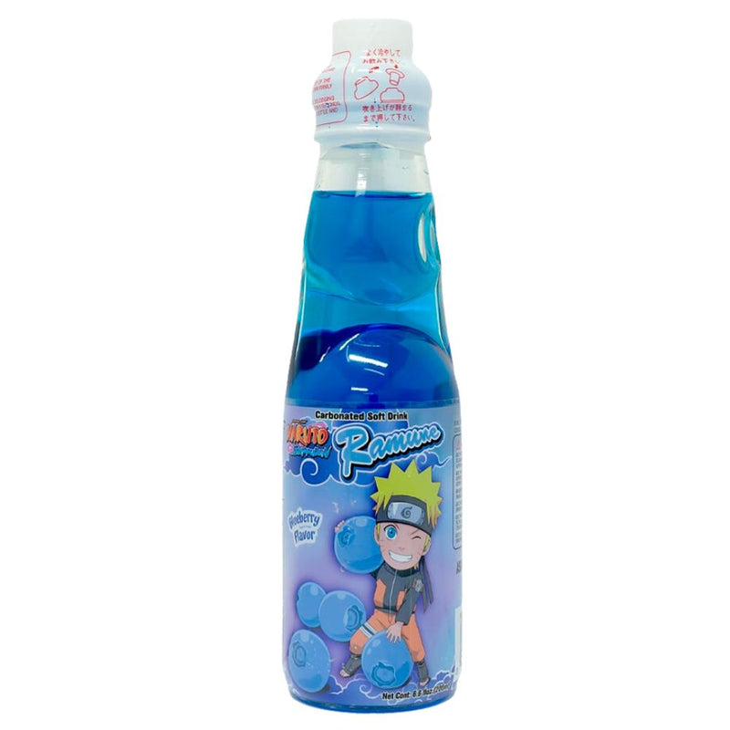 Confezione da 200ml di  bevanda ai mirtilli Naruto Ramune