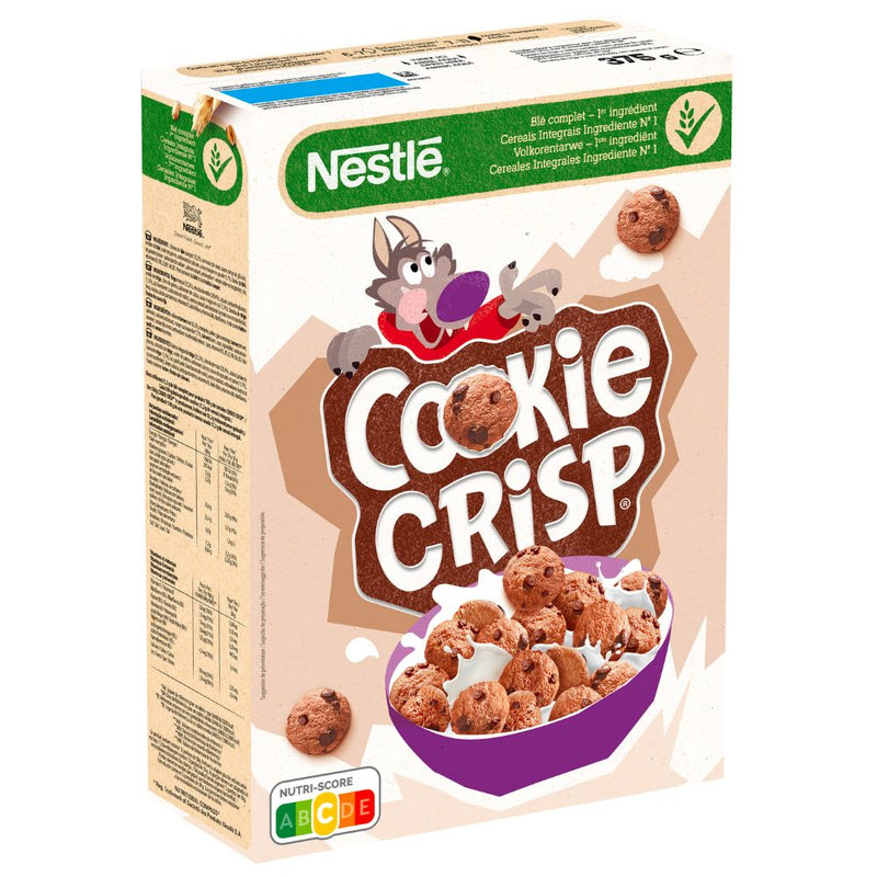 Confezione da 375g di cereali al gusto biscotto con gocce di cioccolato Nestlè Cookie Crisp
