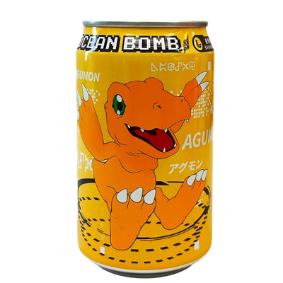 Confezione da 330ml di bevanda alla banana Ocean Bomb Digimon Agumon
