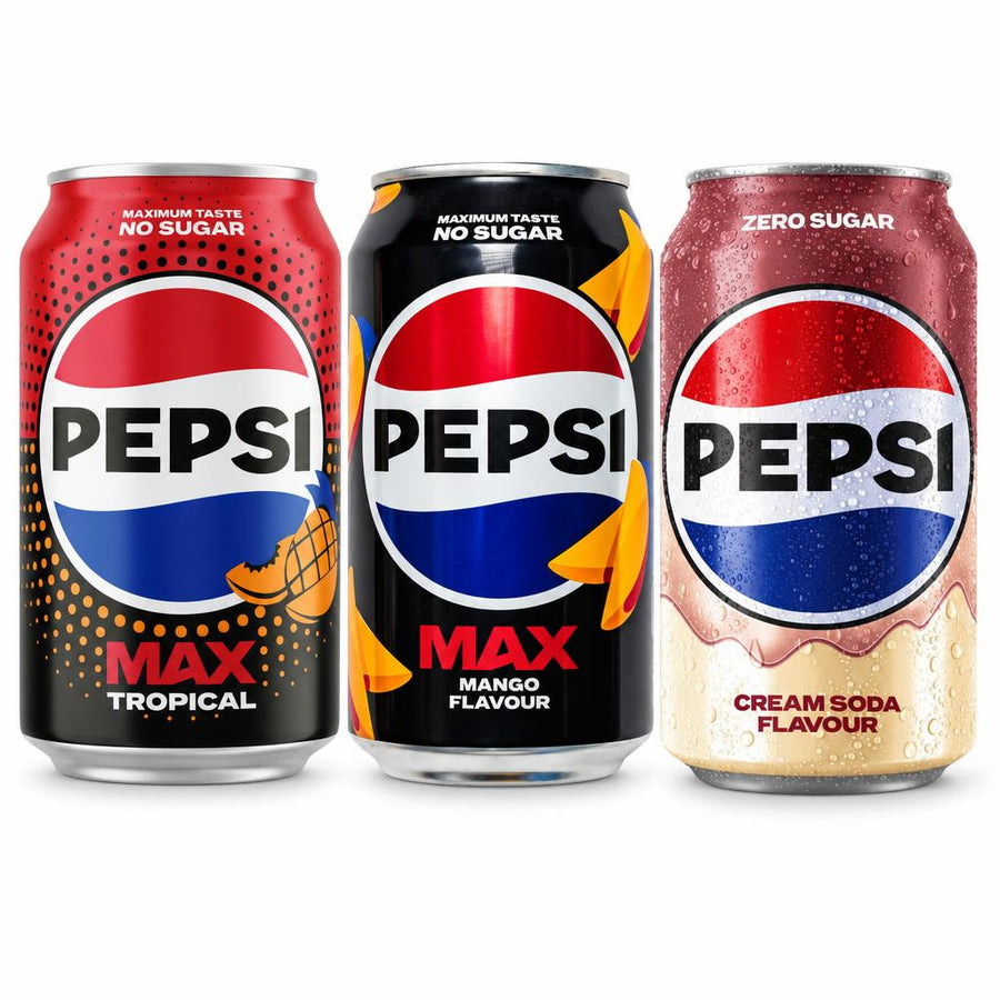 Pepsi Kit, 3 bibite gassate al gusto frutta tropicale, mango e cola e vaniglia