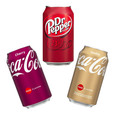 Kit da tre bevande: Dr Pepper, Coca Cola cherry e coca cola Vanilla