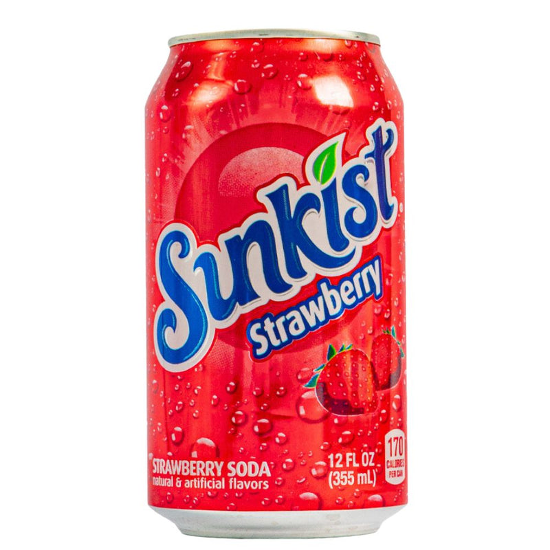 Confezione da 355ml di soft drink alla fragola Sunkist Strawberry