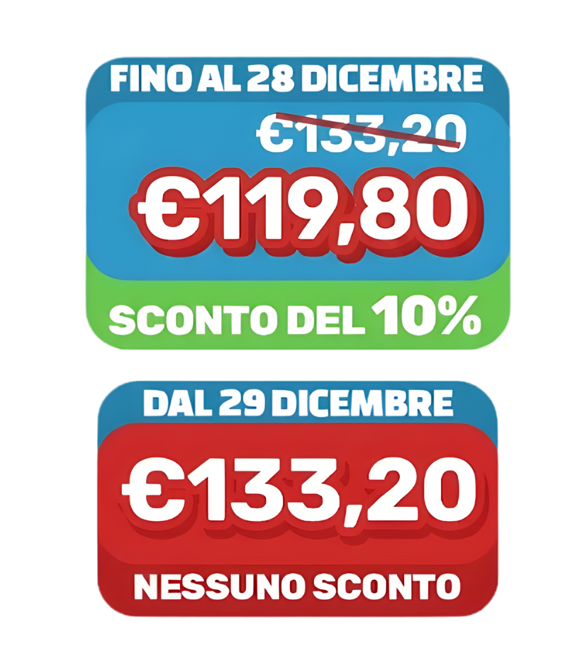 Timeline sconti, 10% fino al 28 dicembre e niente sconto dopo