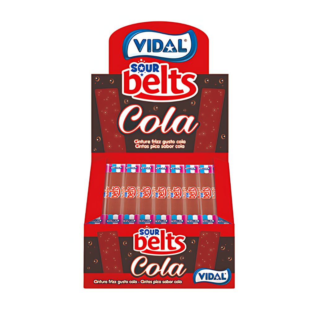 Vidal Sour Belts Cola - caramella al gusto aspro di cola da 9g ...