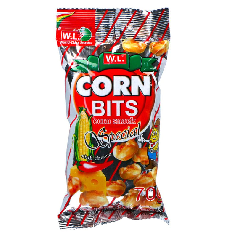 Confezione di mais piccante W.L. Corn Bits Corn Snack Special Chili Cheese al formaggio da 70g