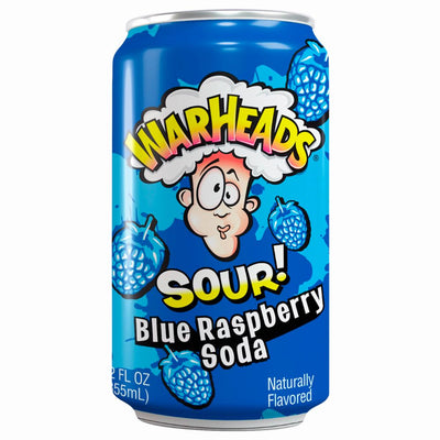 Confezione da 355ml di bevanda aspra ai mirtilli Warheads Sour Bue Raspberry