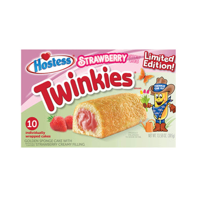 Hostess Twinkies Strawberry, merendine al cioccolato ripieni con crema alla fragola nel formato da 10 pezzi (2110606540897)
